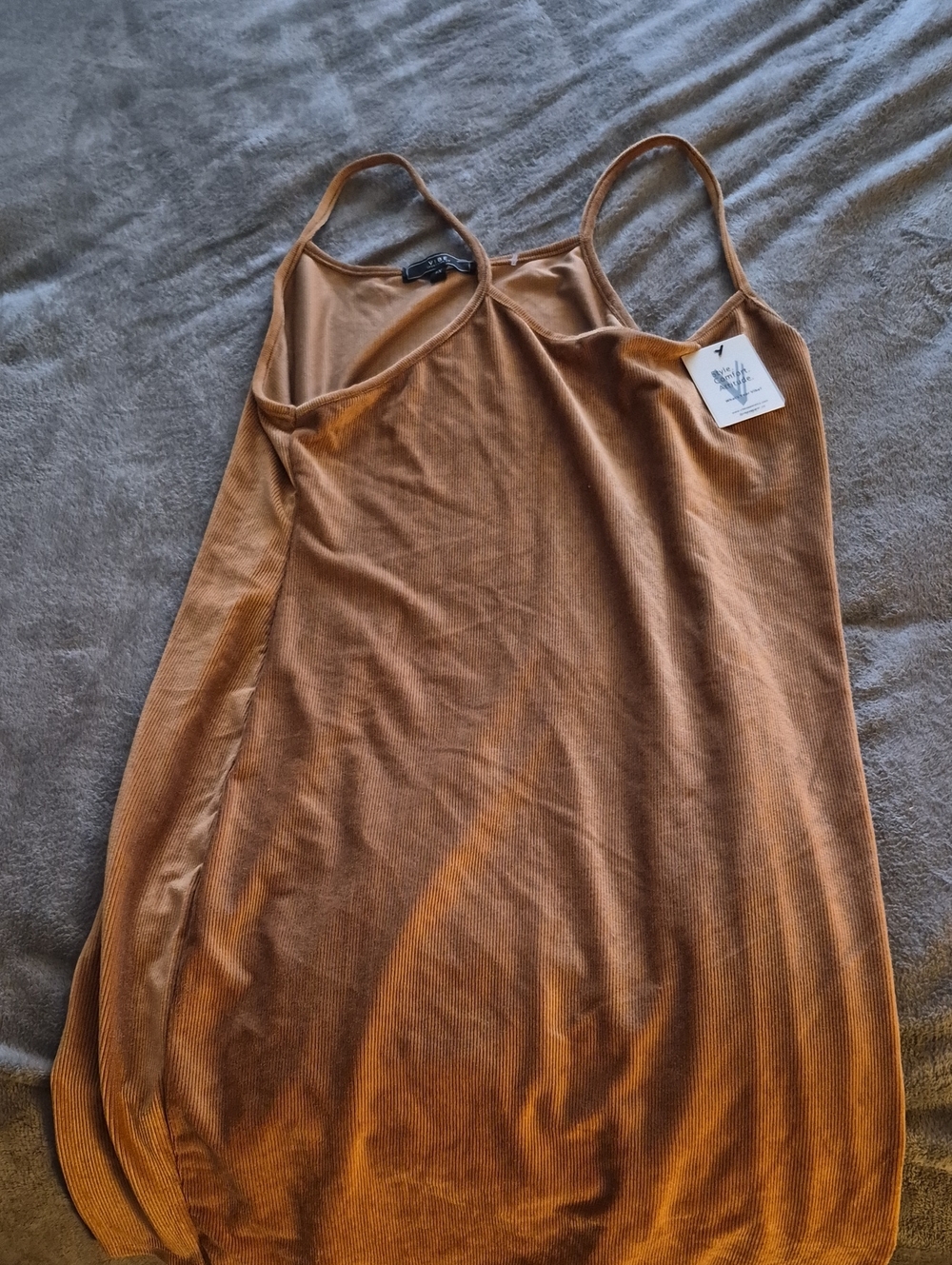 Vibe Brown Ribbed Spaghetti Strap Camisole